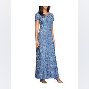 Alex Evenings Embellishef Lace A Line Evening Gown - Size 16 - Periwinkle